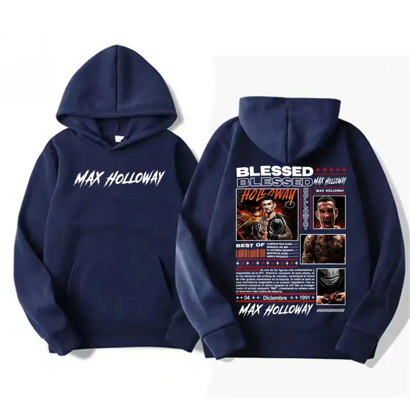 Max Holloway Blessed Vintage Graphic Hoodies Men Women Fashion Violence Aesthetic Sweatshirt Casual High Quality Pullovers Hoody