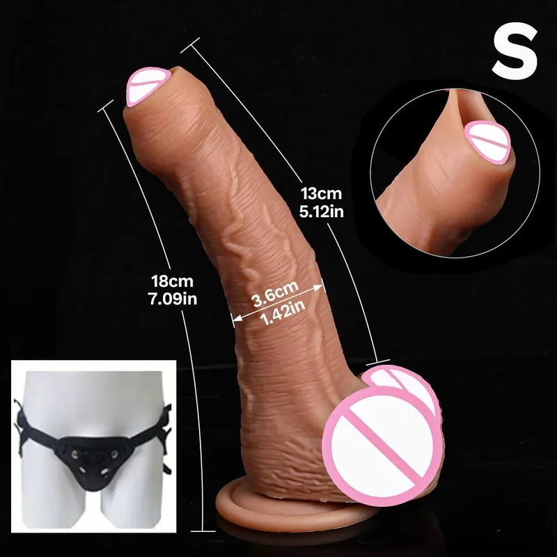 Pas cher doux bite réaliste Strapon gros gode peau sentir petit pénis Double Silicone ventouse bite Gay Anal jouets sexuels hommes femmes