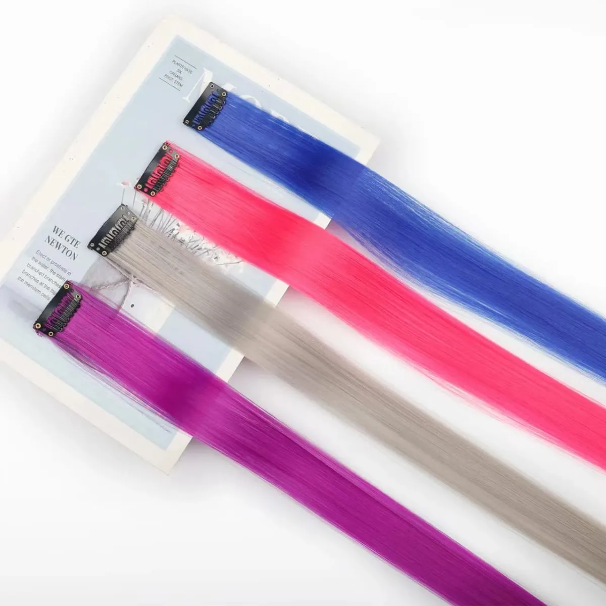 45cm Straight Clip‑on Synthetic Hair Pieces One‑Piece Bright Color Hair Extension Clips DIY Cosplay Hair Accessories