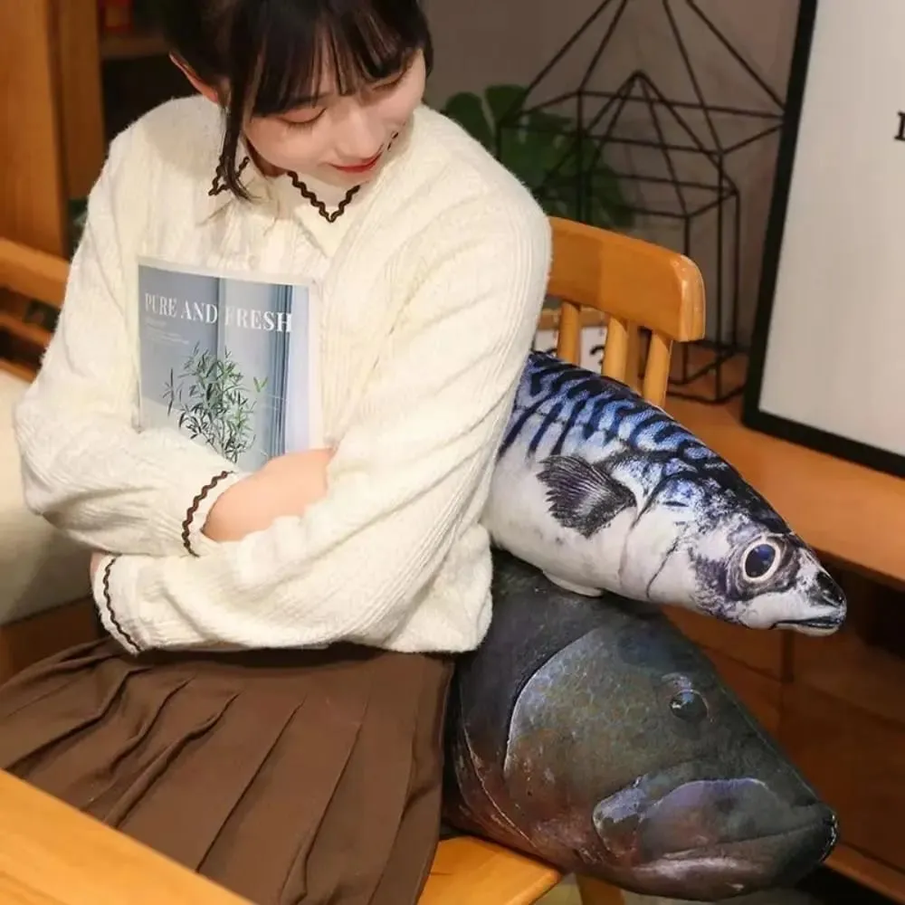 Sofa Cushion PP Cotton Simulation Sea Fish Soft Stuffed Sea Fish Stuffed Bream Salmon Fish Sleeping Pillow Bedroom