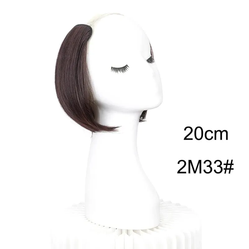 20/30cm Synthetic Short Straight Internal Buckle V-shaped Half Head Hair Extension Invisible Hairpiece for Women