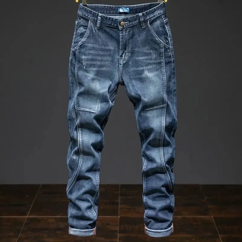 Skarvning Elastisk Stor storlek Lös elastiska jeans Herr Höst Koreansk Trend Byxor Herr Harlan Denim Byxor Herr Bootcut Jeans