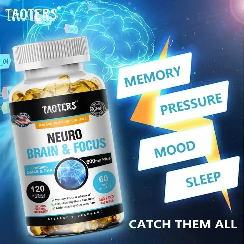 Memory Focus Clarity Energy Brain Supplement – Nootropní Brain Booster Vitamíny DMAE A C D E B1 B2 B3 B5 B6 kapsle — image 4