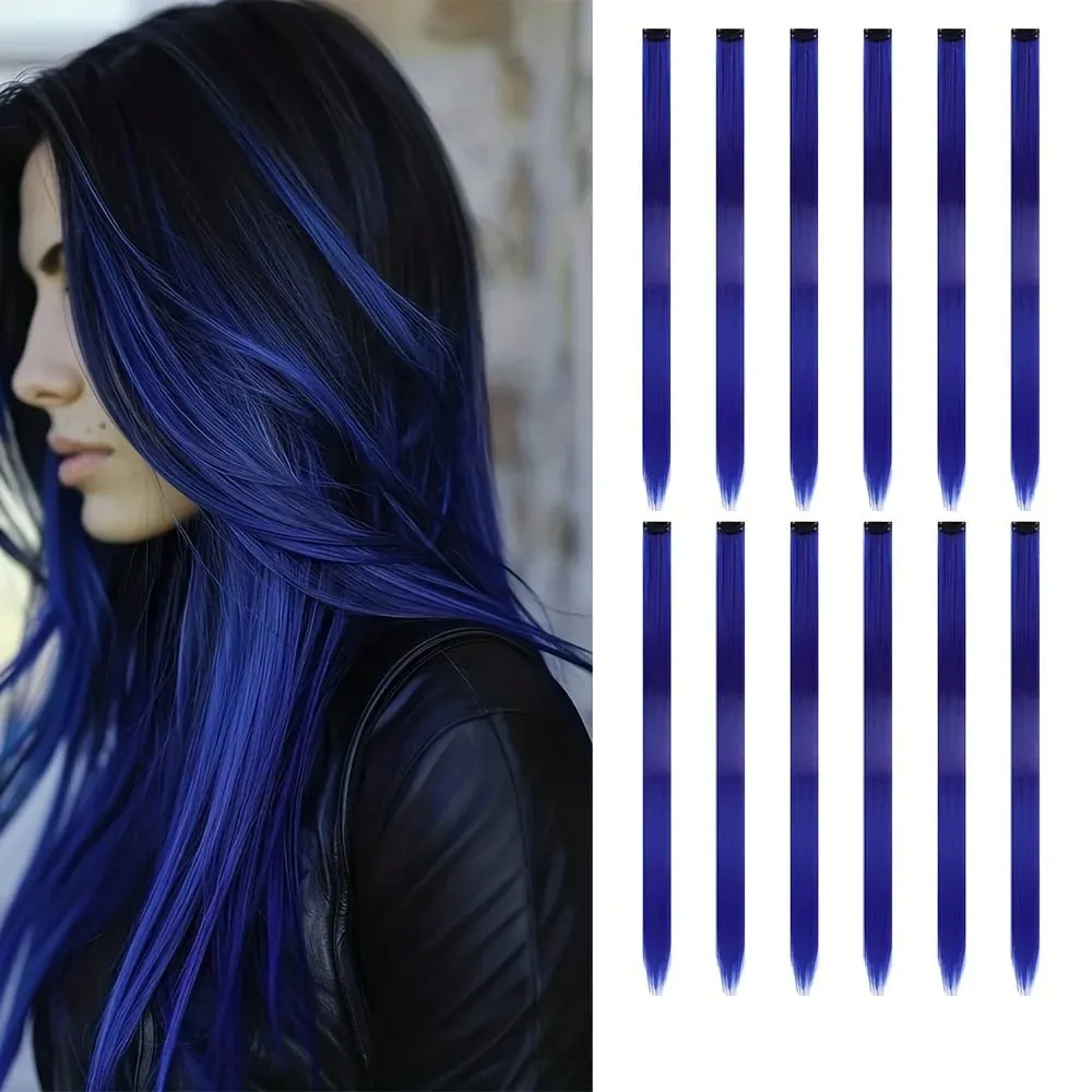 12Pcs Clip In Hair Extensions 22 Inch Synthetic Color Extensions Women's Exclusive Long Straight Style Multiple Colors Available