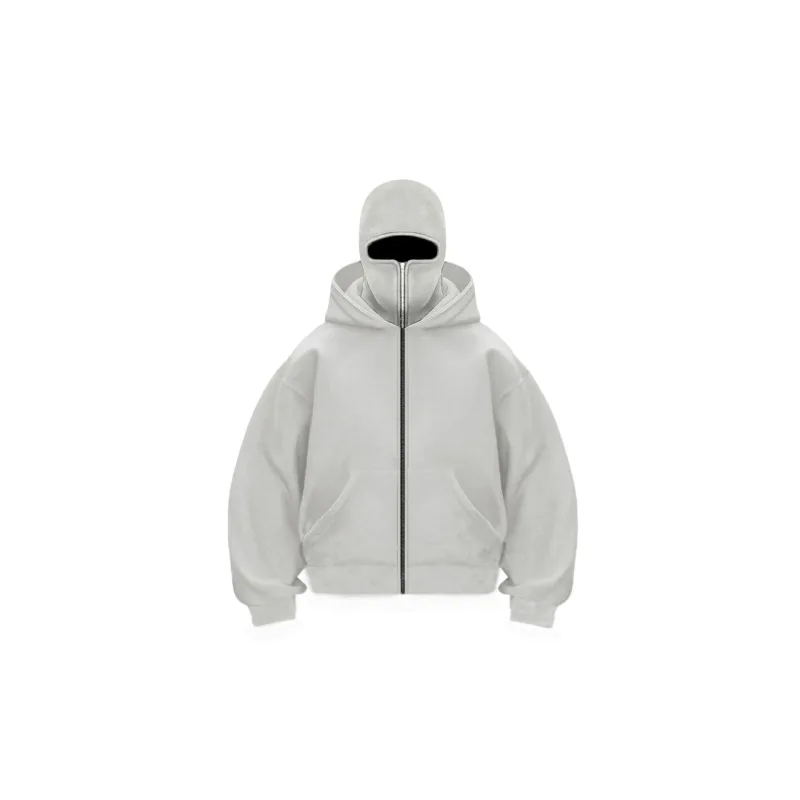 Men's Double-Capped Hooded Jacket For Car And Motorcycle Riding, Warm And Plush, Fashionable And Loose, With Zipper Hood