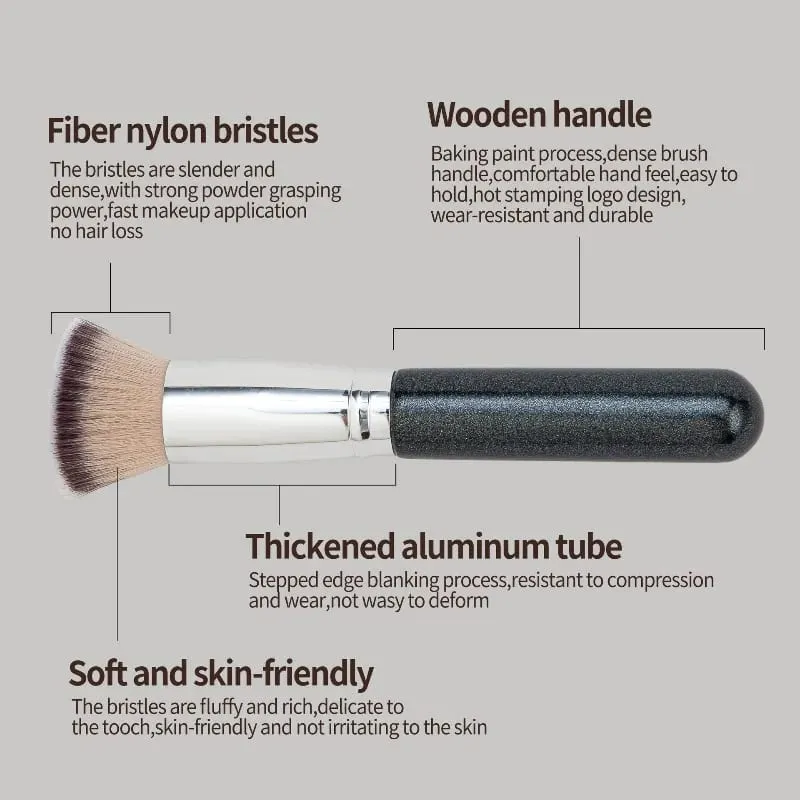 Flat Top Foundation Brush Dense Synthetic Bristles Makeup Brush for Liquid Cream Powder Foundation Blending Flawless Finish
