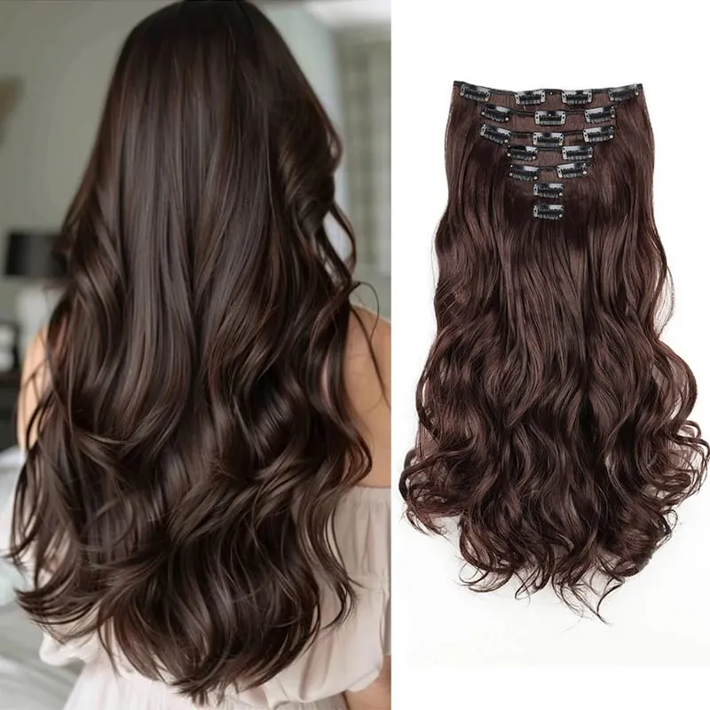 24Inch Synthetic Long Wavy Curly Hair Extension 7pcs/set Soft Invisible Cilp Thick Fluffy Hairpiece for Women Daily Use — image 10
