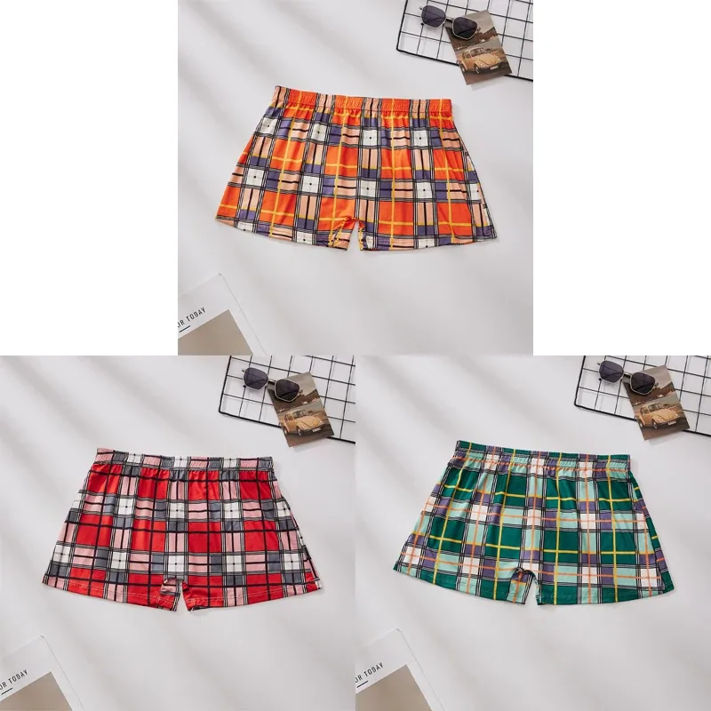 3PCS Grid Casual Men's Boxer Short Comfortable Breathable Home Sleep Pants Personalized Interesting New Male Underwear S-XXL