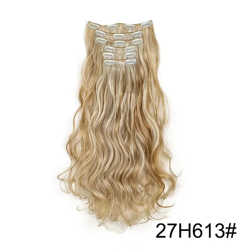 22Inch Synthetic 6pcs/set Long Curly Hair Extension Thick Soft Hairpiece for Short Hairline Coverage for Women Daily Use