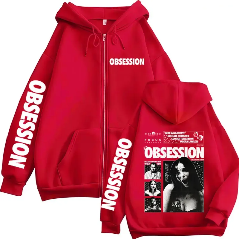 Horror Movie Obsession Nikki Zipper Hoodies Men's Women Casual Gothic Loose Long Sleeves Zip Up Hooded Sweatshirts Jackets Coats