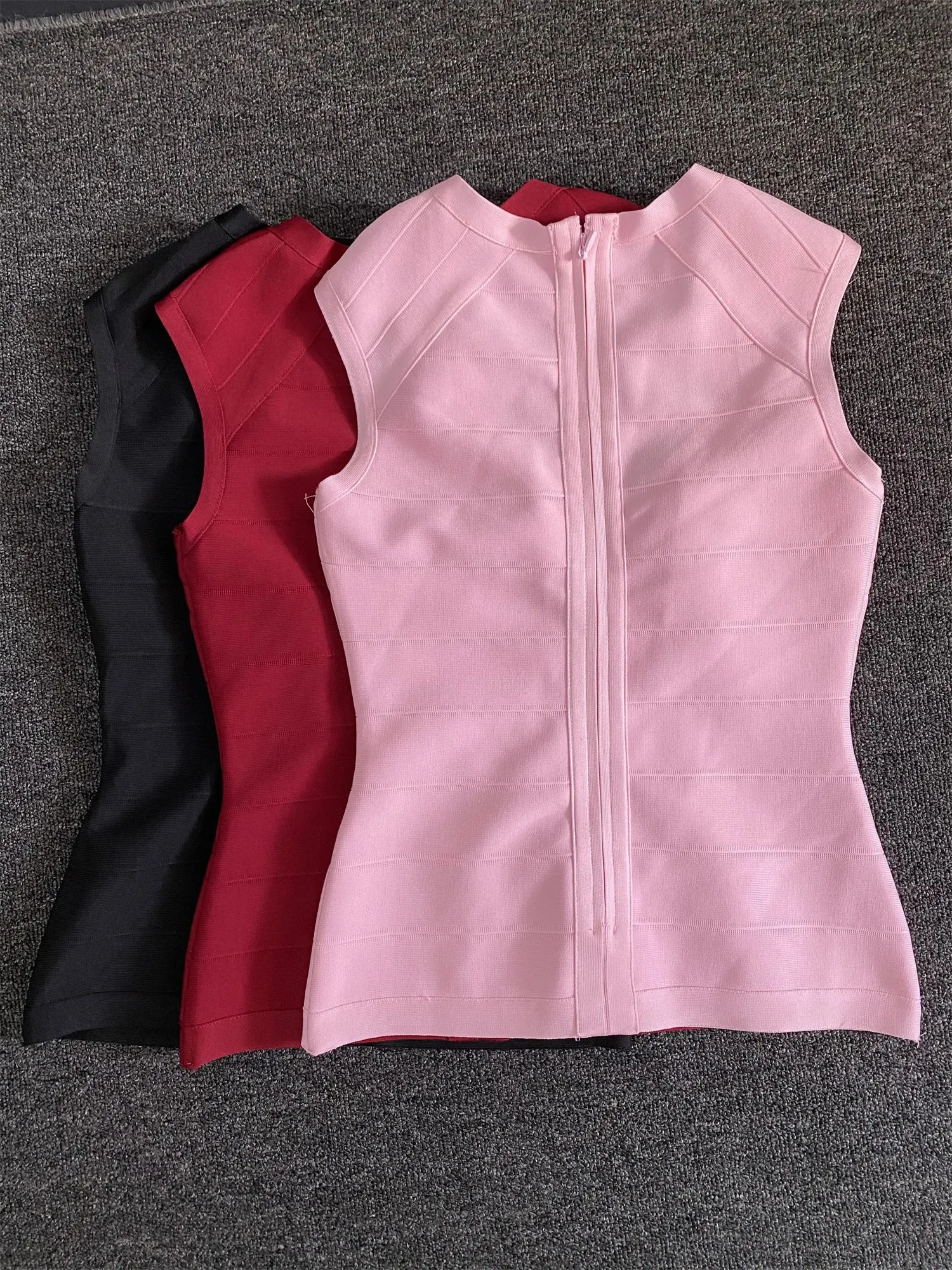 Factory Wholesale 3Colors Solid Stripe Bandage Tops Women Sexy Summer High Street Camisoles Bodycon Tops Evening Cocktail Party — image 3