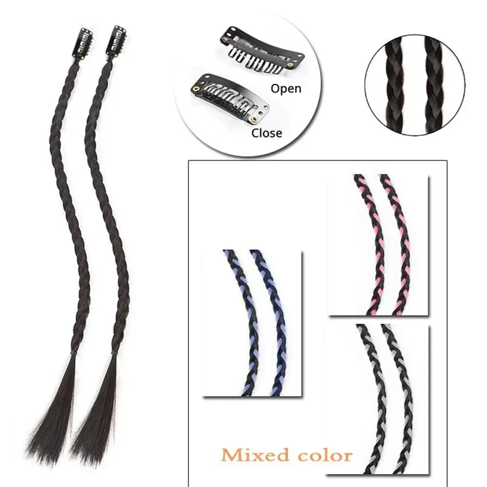 Synthetic 2pcs Braid Wig With Strong BB Clip Y2k Spice Girl Boxing Braid Ponytail Lightweight Box Braid Ponytail Piece for Women — image 4