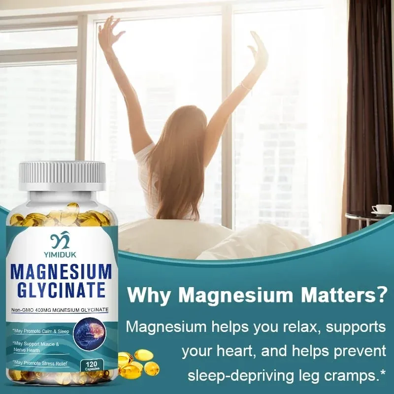 Achetez-en 1, obtenez-en 1 gratuitement ! Supplément de glycinate de magnésium pur pour un sommeil profond et un soulagement du stress, aide à la relaxation musculaire et au système nerveux