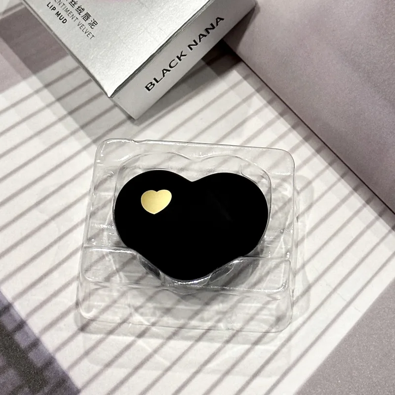Mini Black Silver Heart Velvet Matte Lipstick Lip Mud Lip Gloss Nude Waterproof Lasting Lip Tint Cosmetic Makeup