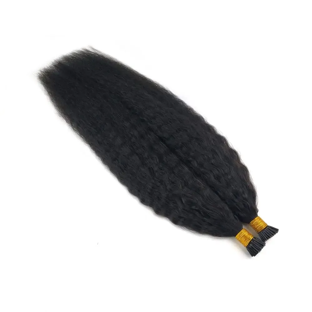 Estensioni dei capelli con punta I Capelli umani lisci crespi #1B Pre incollati Remy Micro Link Estensioni dei capelli umani Nero naturale 1 g/filo