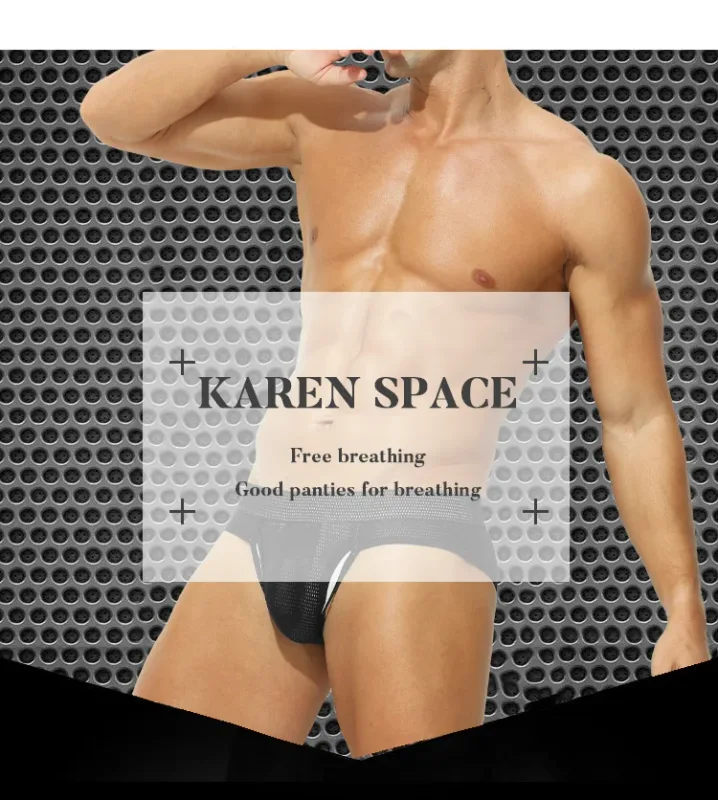 1PC Mesh Breathable Men's Underwear with Fly Pouch Front Open Bulge Separated Pouch Youth Korean Version Youth Briefs