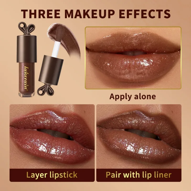 Lakerain Chocolate Rabbit Lip Gloss Dlouhotrvající hydratační zrcadlový efekt Hydratační hladká nelepivá rtěnka Lippy Bunny