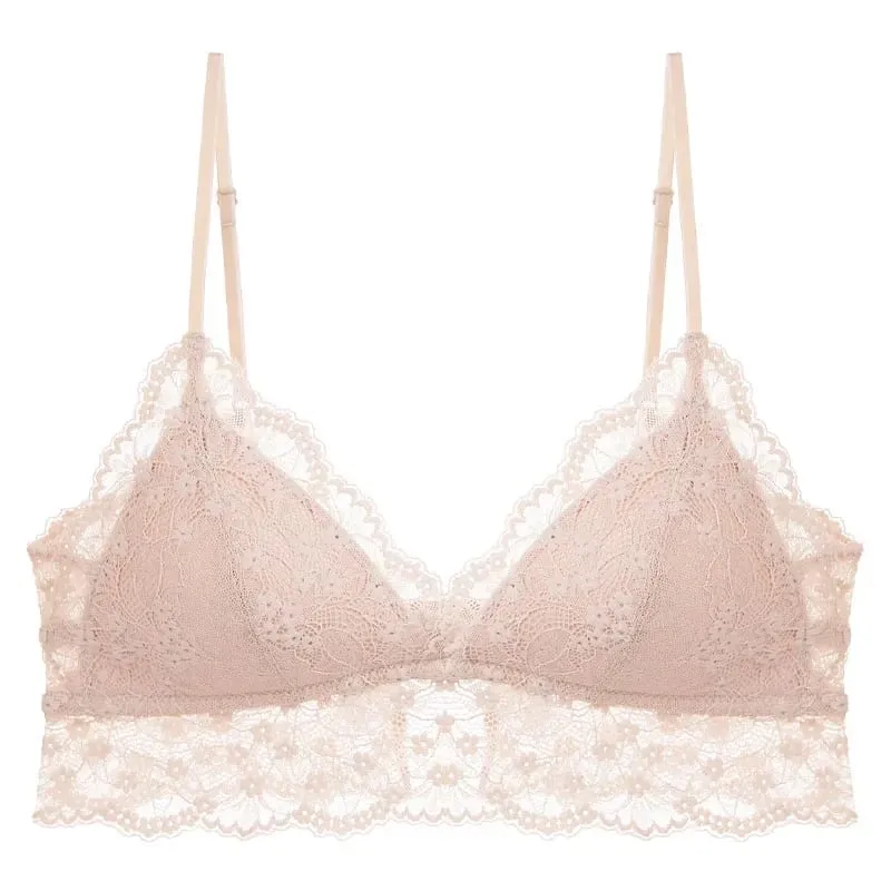 Thin Lace Underwire Bra for Women Intimates Lingerie Top Elegant Ladies Thin Underwear Daily Female Bralette