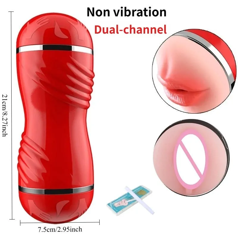 2 IN 1 Realistic Artificial Vagina for Men Masturbator Cup Deep Throat Blowjob Massager Pocket Pussy Erotic Penis Adult Sex Toys