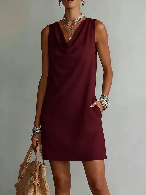 Women Casual Loose V-Neck Sleeveless Pocket Ruffles Dress Spring Summer Vest Tank Midi Dresses — image 14