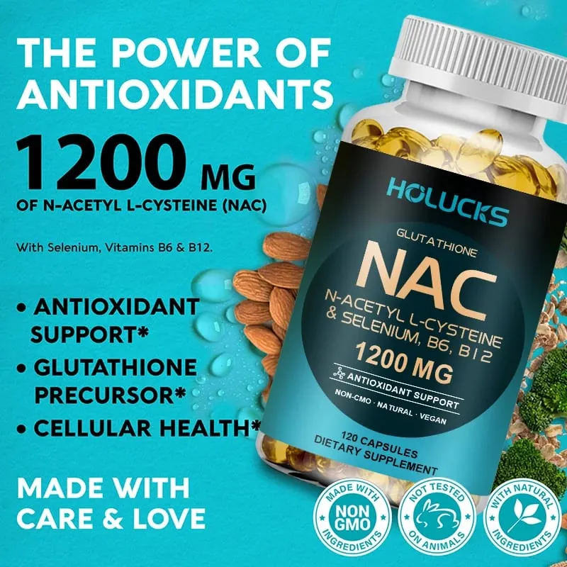 NAC Capsules 1200mg - Support Skin Health Cellular Energy Antioxidant Detox Enhance Immunity Improve Digestion