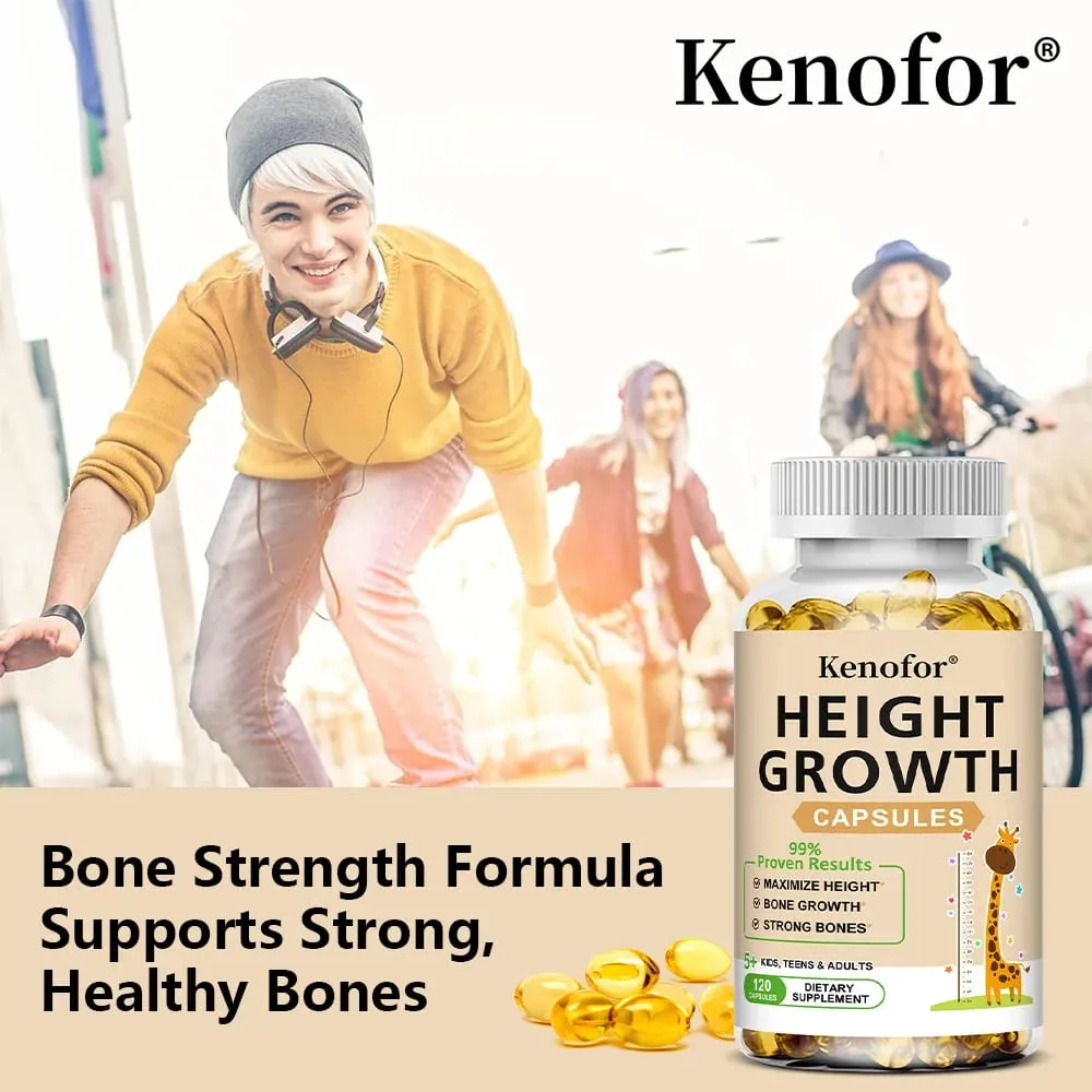 Height Growth Capsules - With Vitamins and Calcium - Increase Bone Strength Promotes Growth Adults Children