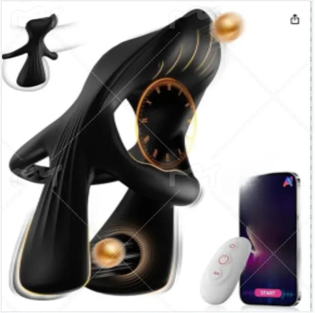 Wireless Remote Vibrating Silicone Male Intimate Ring 9 Vibration Modes 3 Motors APP Control AI Voice Waterproof Couple Massager