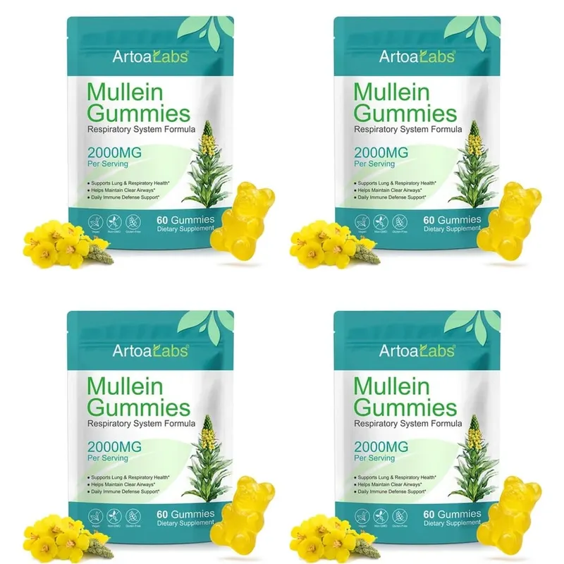 ArtoaLabs Mullein Gummies 2000mg 50:1 Extract for Respiratory Health & Clear Airways Supports Daily Immune Defense 60 Gummies