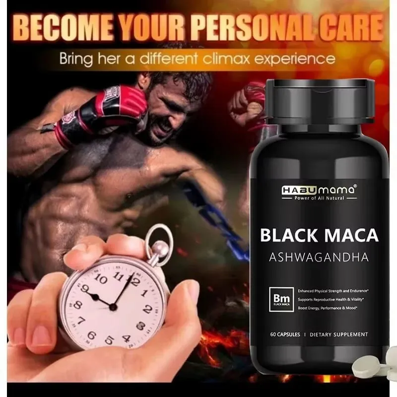 Organic Black Maca Root + Ashwagandha Extract Supplement for Women & Men Erect Energy Endurance - Vegan Pills — image 4