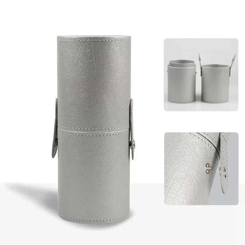 PU Leather Makeup Brush Bucket Portable Travel Cosmetic Bag Multi-Function Dust-Proof Waterproof Makeup Brush Cylinder