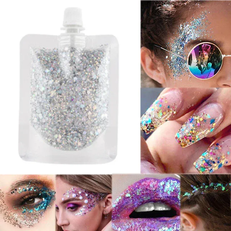40ML Face Eye Glitter Sequin Gel Cream Stage Party Shimmer Gel Colorful Makeup Body Lips Hair Nail Cosmetic Festival Eyeshadow