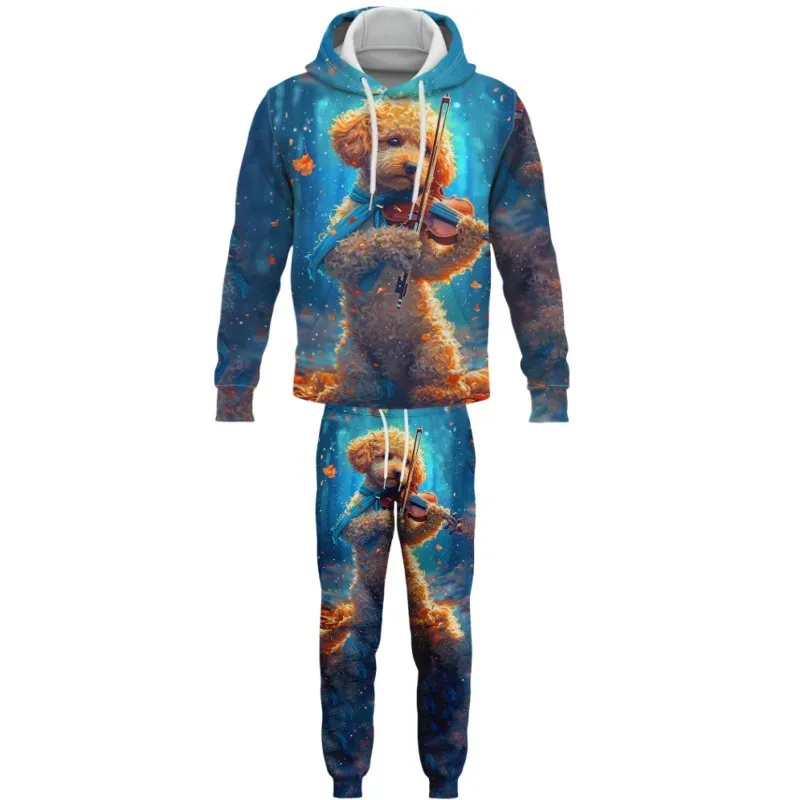 Fashion Animals Dog 3D Printed Autumn Hoodie Suit Men Sweatshirts Sweatpants Casual Two Piece Tracksuit Set Men's Clothing