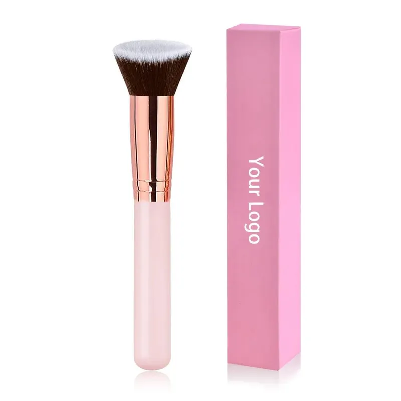 Pinceaux de maquillage de marque privée gratuite fond de teint poudre libre correcteur pinceau de mélange rose outil de maquillage de beauté en gros en vrac 10 pièces — image 9