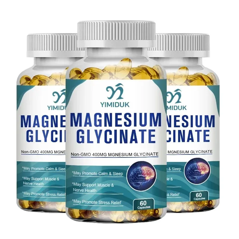 Suplemen Magnesium Glisinat Murni Yimiduk dengan Vitamin B6 untuk Melawan Kram Kelelahan & Kesehatan Jantung Mengurangi Kecemasan Vegan