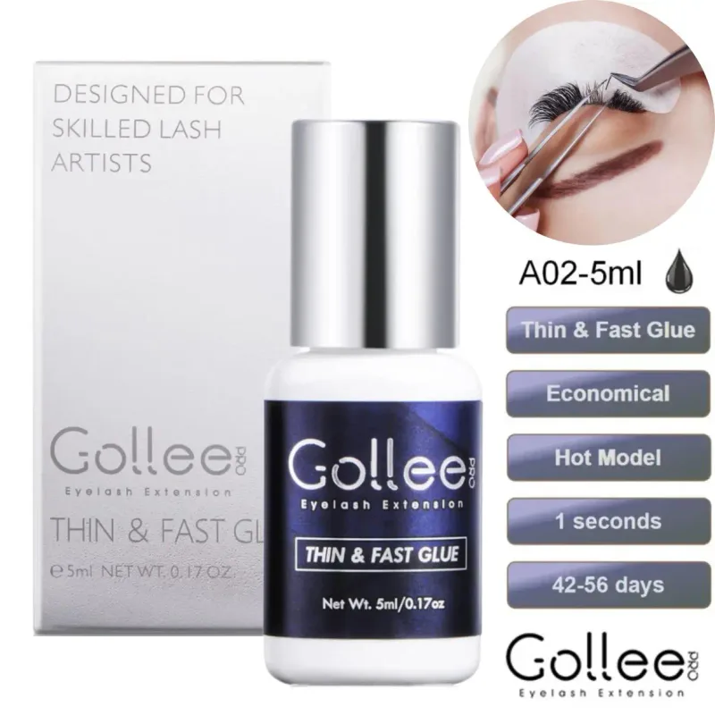 Gollee Fast Drying Eyelash Glue 0.5S 1S 2S 3S Unscented Lash Glue Low Odor Lashes Extension Adhesive for Professional Supplies