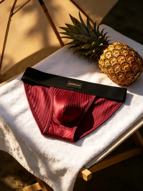Men Underwear Shiny Striped Triangle Briefs Front Bulge Pouch Sexy Low Rise Slim Fit Daily Mens Underpants DP915