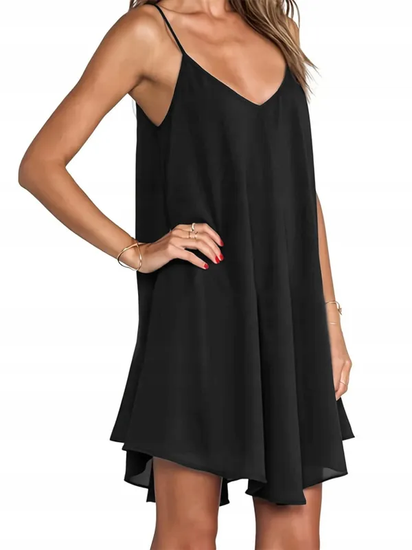 Pure Color V-Neck Asymmetric Hem Plus Size Knit Spaghetti Strap Maxi Dress Soft Comfort Effortless Chic Casual All Season Lightweight Solid Flowy Sleeveless Long Dress For Curvy Women