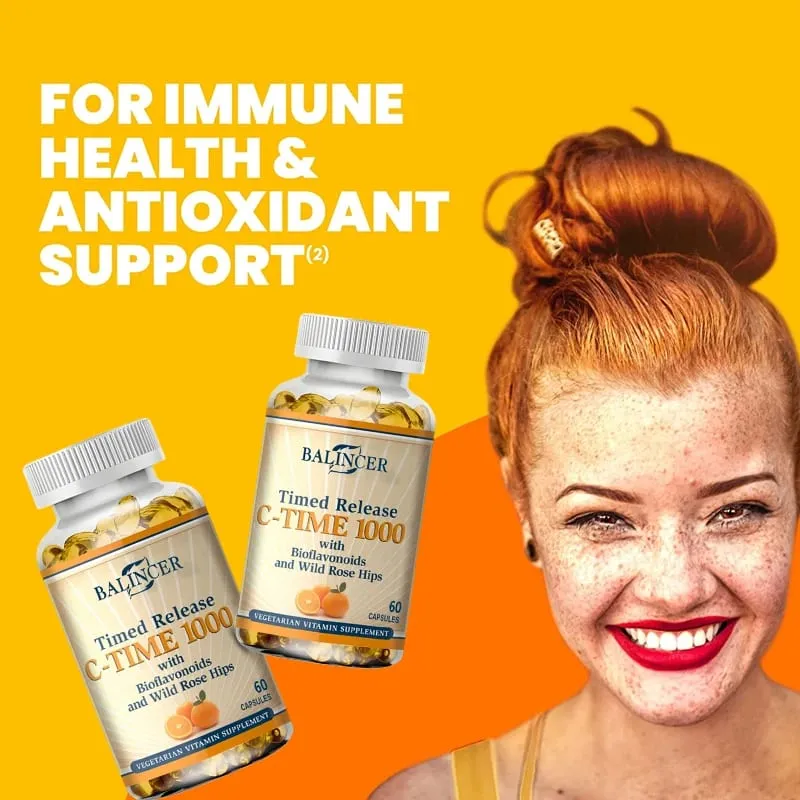 Vitamin C Capsules 1000mg Antioxidant Support Immune Wellness Collagen Synthesis Skin & Bone Joint Health 30/60/120 Capsules