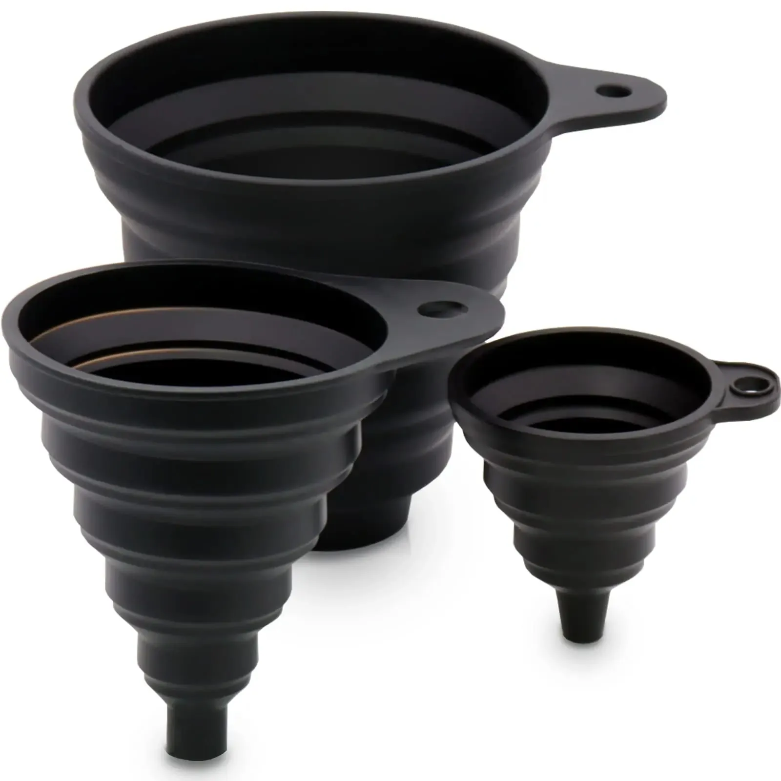 Silikonové nálevky pro kuchyňské použití Plnící láhve Přenos tekutého prášku (3 ks) 1 mini/1 malý/1 široký set nálevky