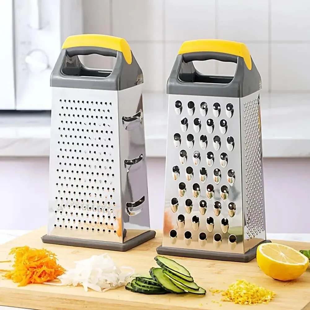 4-Sided Boxed Grater Sturdy Vegetable Peeling Tool Silver Color Multi-face Grater