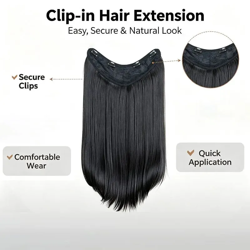 20Inch Synthetic Layered Clip In Hair Extensions Long Straight High Temp Fiber Hair Extension for Women Increase Hair Volume