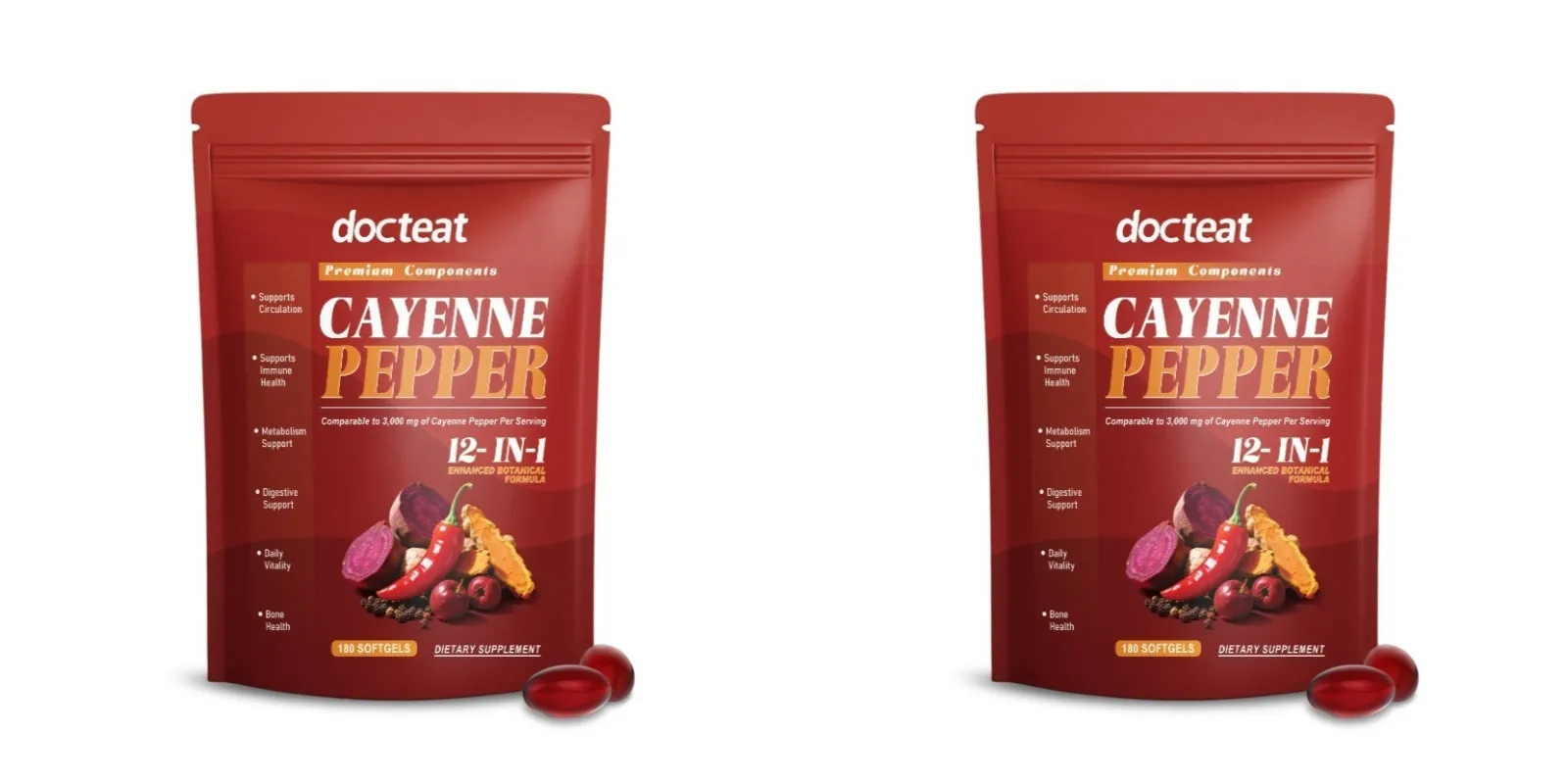 Cayenne Pepper Extract Botanical Formula Supports Circulation Immune Health &Daily Vitality180 Softgels Dietary Supplement