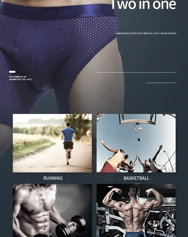 Roupa interior esportiva masculina de fitness gelo seda fina treinamento secagem rápida corrida estendida anti-desgaste perna não vestindo cuecas boxer
