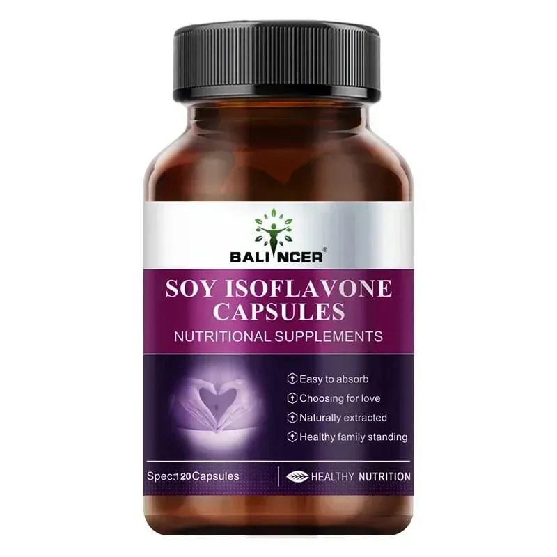 Soy Isoflavone Capsules Women's Health Hormone Balance Menopause Relief Mood Support Non-GMO Female Nutritional Supplement