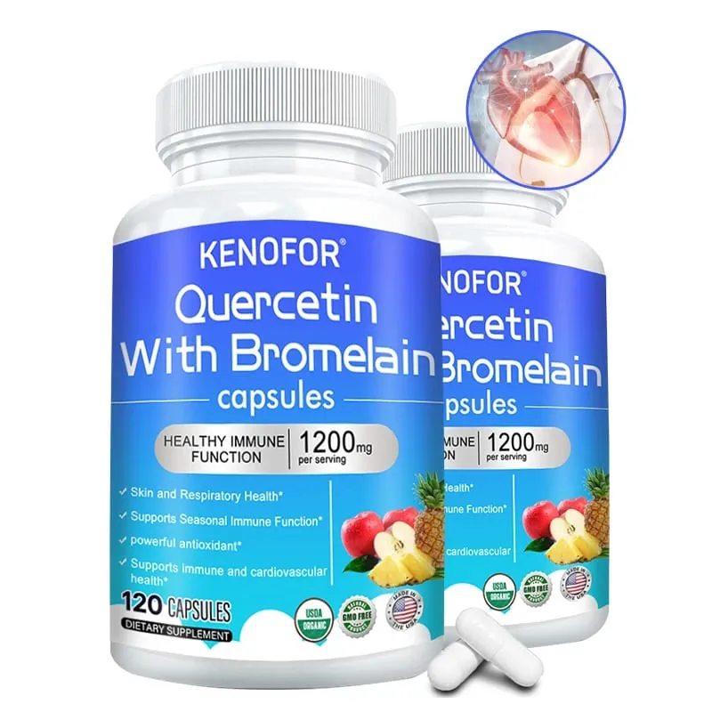 Quercetin + Bromelain Complex Capsules 1200mg - Immune Joint & Digestive Support na may Vitamin C at D3 30/60/120 Bilang