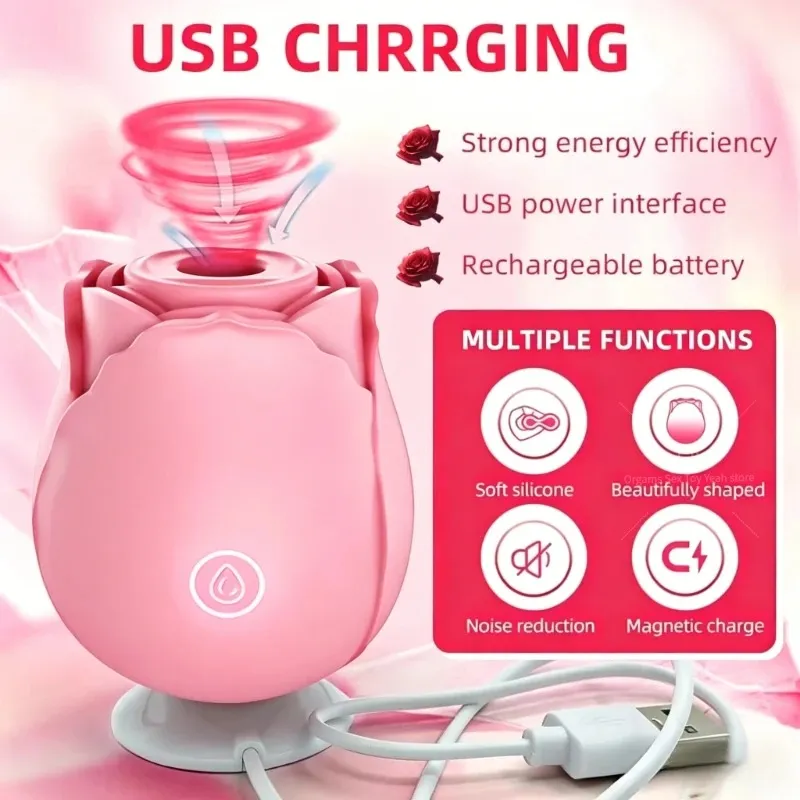 Powerful Clitoral Sucking Dildo Vibrator Female Rose Clitoris Nipple Stimulator G Spot Vagina Massager Adult Sex Toys for Women