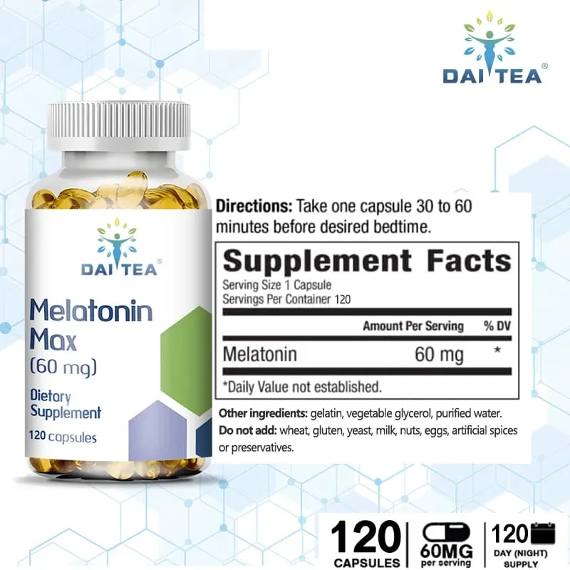 Capsules de mélatonine, complément alimentaire, soulage l'insomnie, aide à améliorer la qualité du sommeil, réduit le temps de réveil, aide à dormir profondément — image 2