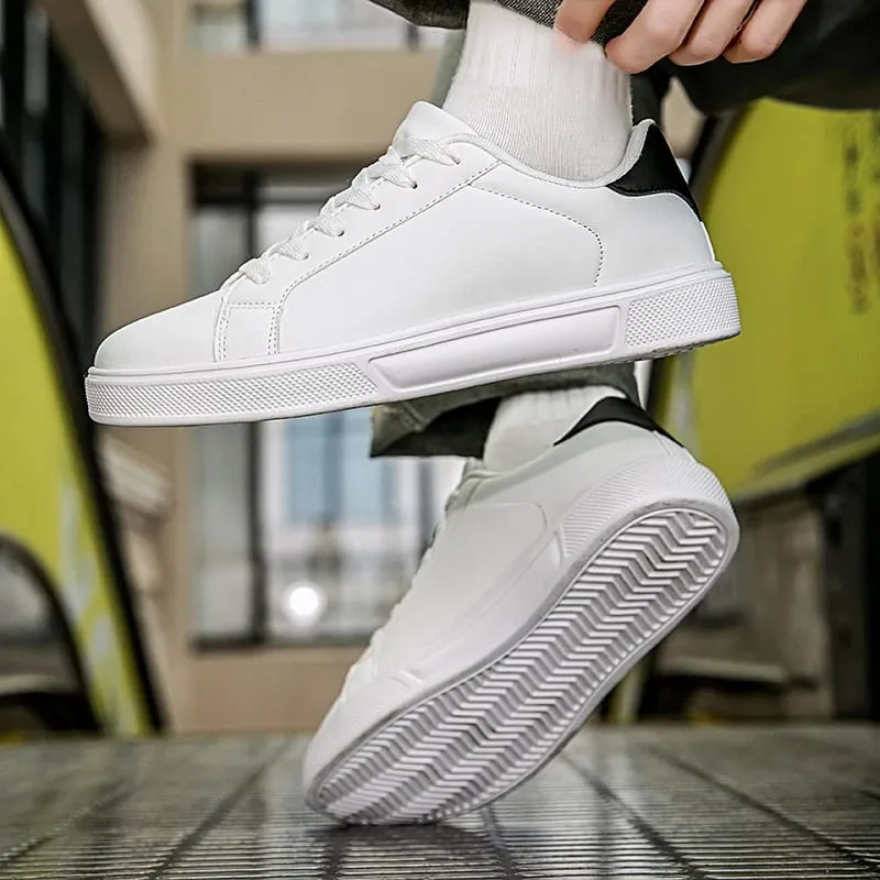 Men's White Natural Leather Sneakers with Flat Bottom Casual Shoes Light Walking Sneakers Simple Daily Student Shoes Women 36-45 — image 3