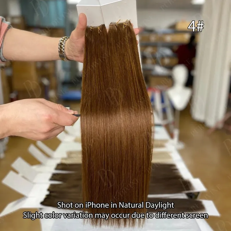 Hot Sale Genius Weft Human Hair Extensions 50g/pc Double Drawn Balayage Blonde Full End Invisible Straight Virgin Remy Hair 15A