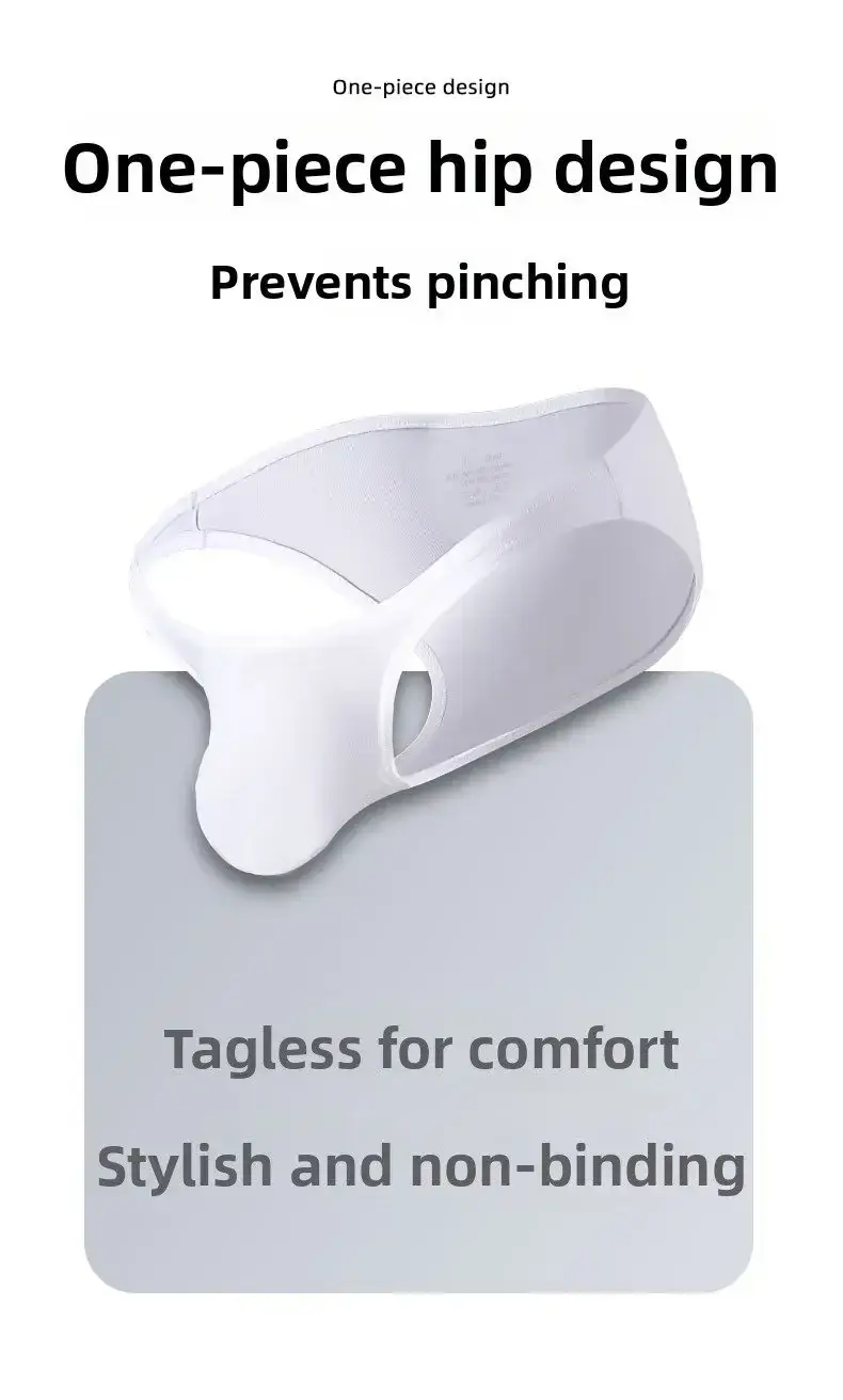 Men's Ice Silk Briefs Sexy Low-Rise U-Pouch Underwear Summer Ultra-Thin Breathable Smooth Panties Quick-Dry Cool Swimming Briefs